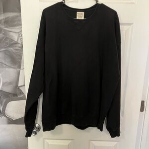 COMFORT WASH by Hanes Crew Sweatshirt Black Mens XL Sweater Fleece